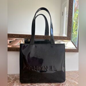 CHANEL Glossy Black Tote Bag